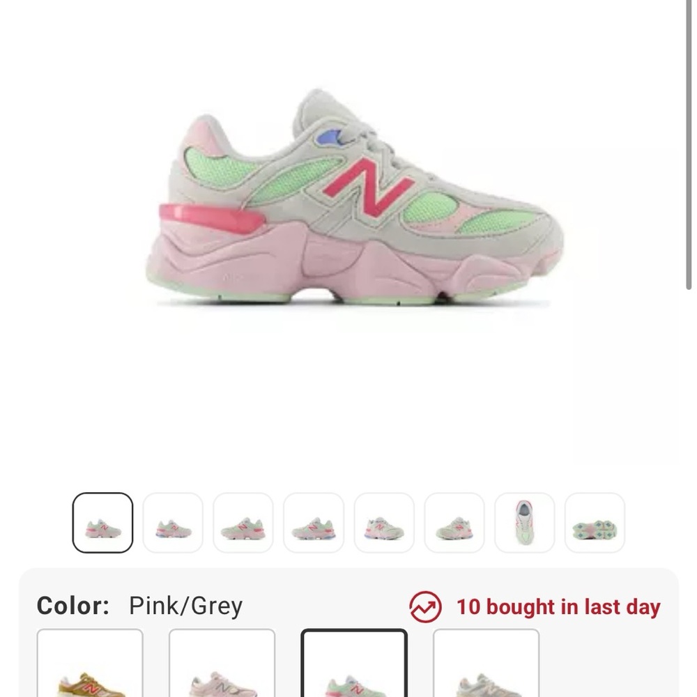 New Balance Kids' Pink and Gray Sneakers